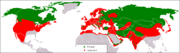 Verbreitung des Wolfes(grün = aktuell, rot = ehemalig)